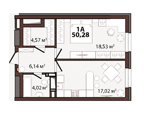 1-кімнатна 50.28 м² в ЖК EDELDORF HILLS від 71 685 грн/м², Київ