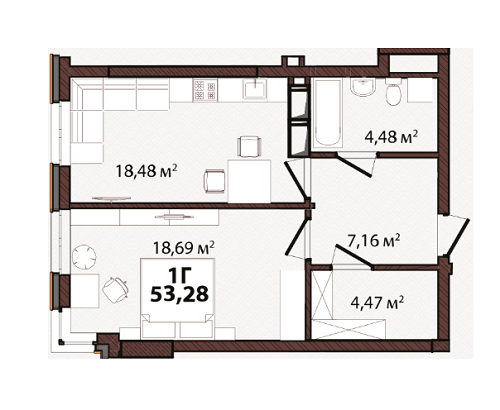 1-комнатная 53.28 м² в ЖК EDELDORF HILLS от 71 685 грн/м², Киев