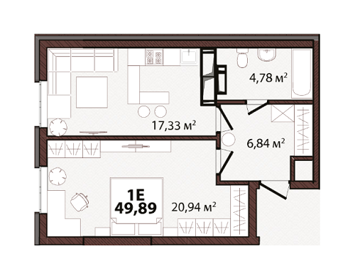 1-кімнатна 49.89 м² в ЖК EDELDORF HILLS від 71 685 грн/м², Київ