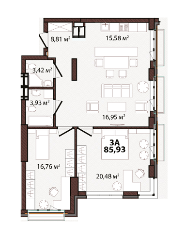 3-комнатная 89.93 м² в ЖК EDELDORF HILLS от 88 884 грн/м², Киев