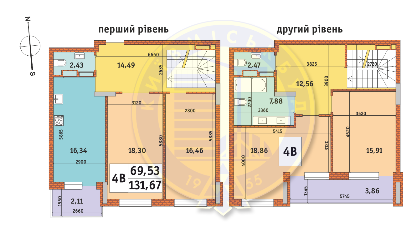 Дворівнева 131.67 м² в ЖК Mirax від 22 245 грн/м², Київ