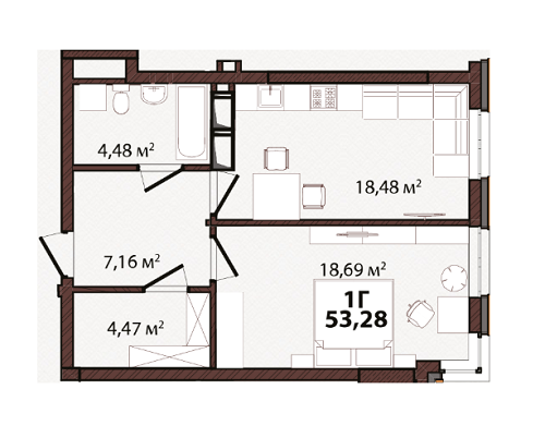 1-комнатная 53.28 м² в ЖК EDELDORF HILLS от 71 685 грн/м², Киев