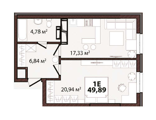 1-кімнатна 49.89 м² в ЖК EDELDORF HILLS від 71 685 грн/м², Київ