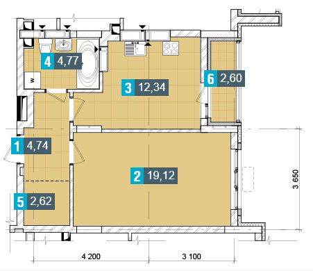 1-комнатная 46.19 м² в ЖК Демеевка от 32 600 грн/м², Киев