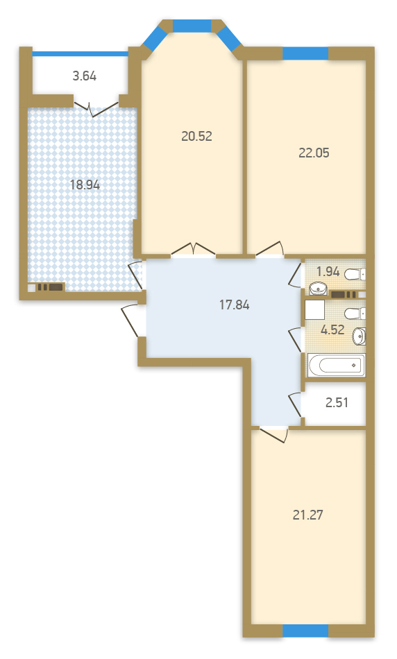 3-кімнатна 111.41 м² в ЖК Подол Град від 39 790 грн/м², Київ