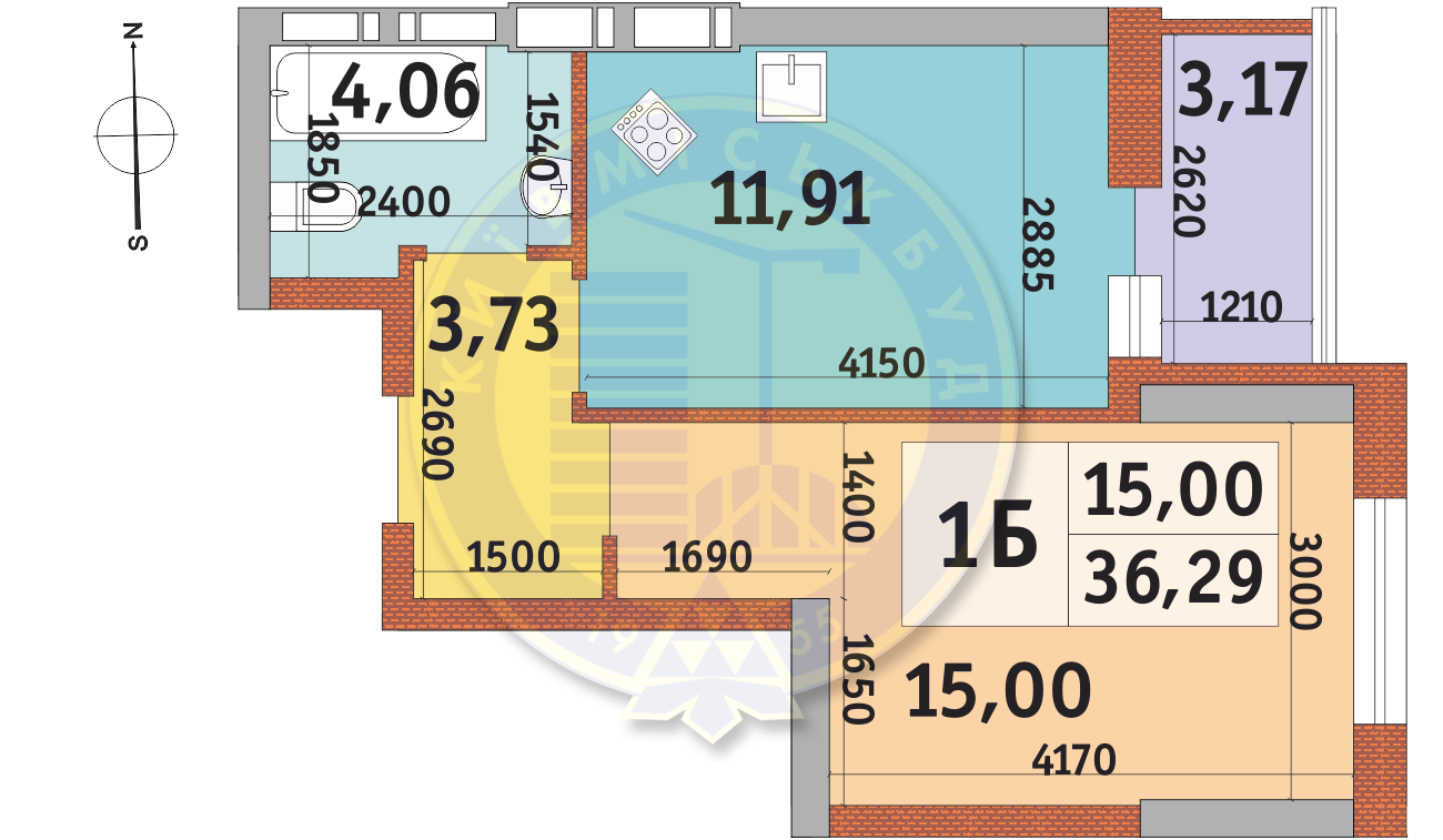 1-кімнатна 36.29 м² в ЖК Абрикосовий від 22 200 грн/м², Київ