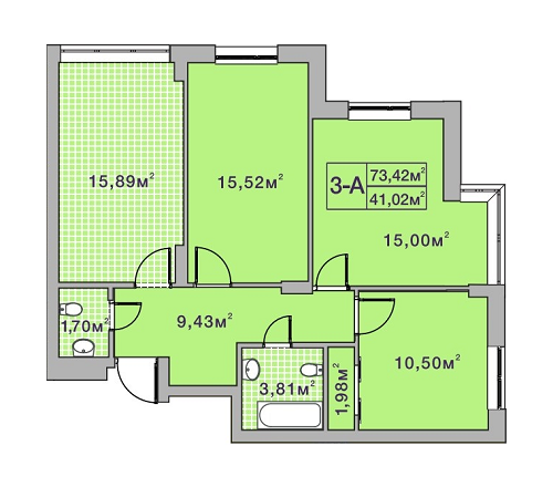 3-комнатная 73.42 м² в ЖК Центральный-2 от 23 800 грн/м², г. Ирпень