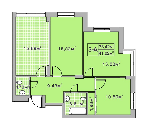 3-кімнатна 73.42 м² в ЖК Центральний-2 від 23 800 грн/м², м. Ірпінь