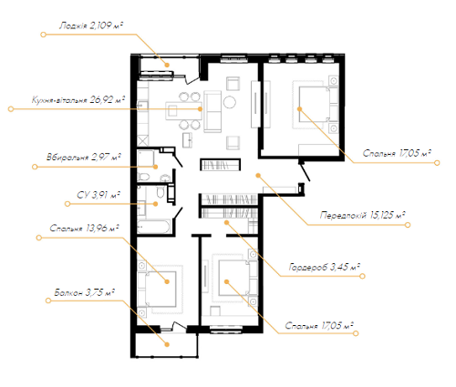 3-комнатная 102.31 м² в ЖК 044 от 58 000 грн/м², Киев