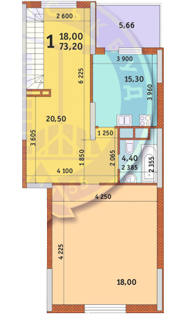 1-кімнатна 73.2 м² в ЖК Новомостицько-Замковецький від забудовника, Київ