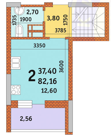 2-комнатная 82.16 м² в ЖК Новомостицко-Замковецкий от 21 100 грн/м², Киев