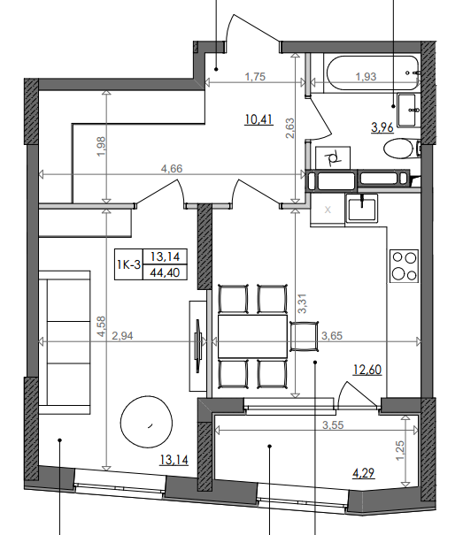 1-кімнатна 44.4 м² в ЖК Svitlo Park від 19 594 грн/м², Київ