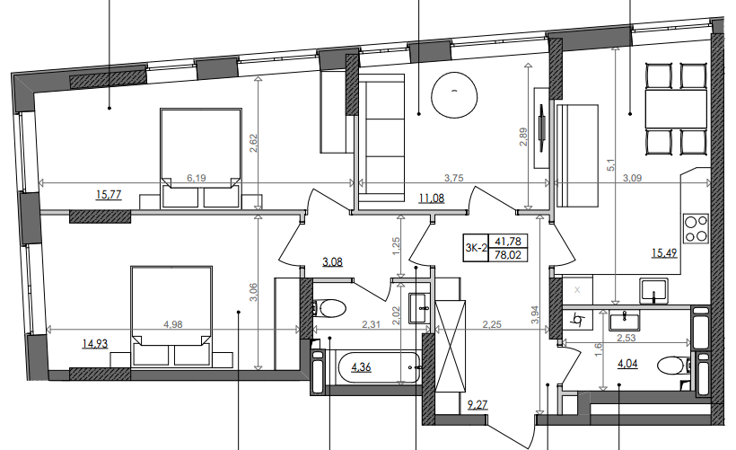 3-комнатная 78.02 м² в ЖК Svitlo Park от 24 889 грн/м², Киев