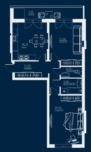 2-комнатная 76.11 м² в ЖК Einstein Concept House от 43 600 грн/м², Киев