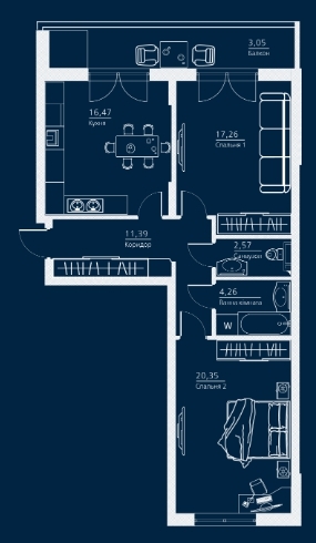 2-кімнатна 75.35 м² в ЖК Einstein Concept House від 43 600 грн/м², Київ