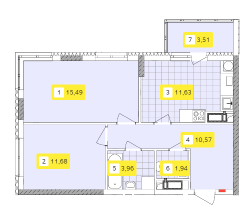 2-комнатная 58.78 м² в ЖК Отрадный от 25 948 грн/м², Киев