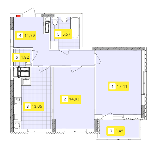 2-комнатная 68.03 м² в ЖК Отрадный от 25 948 грн/м², Киев