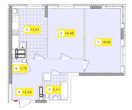 2-кімнатна 64.87 м² в ЖК Відрадний від 25 948 грн/м², Київ