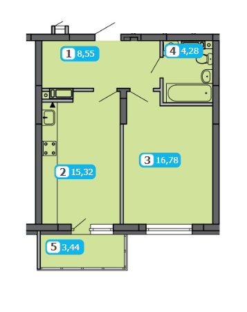 1-комнатная 48.37 м² в ЖК Парковые озера от 29 926 грн/м², Киев