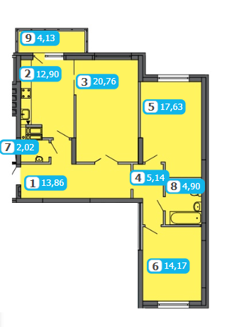 3-кімнатна 95.51 м² в ЖК Паркові озера від 22 572 грн/м², Київ