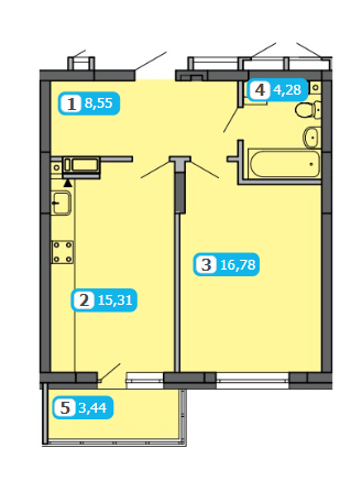 1-комнатная 48.36 м² в ЖК Парковые озера от 29 926 грн/м², Киев