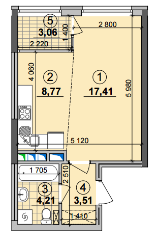 1-комнатная 36.96 м² в ЖК Seven от 25 050 грн/м², Киев