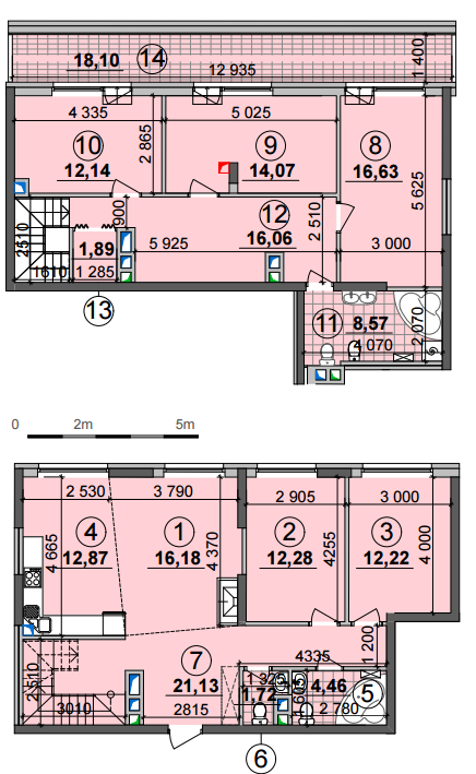 Дворівнева 155.65 м² в ЖК Seven від 22 500 грн/м², Київ