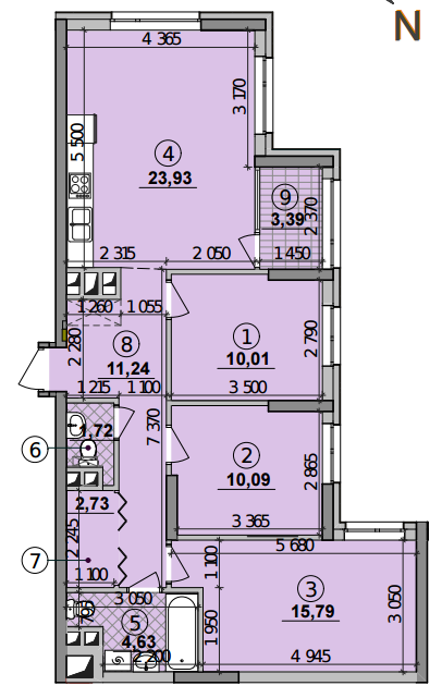 3-комнатная 83.53 м² в ЖК Seven от 19 850 грн/м², Киев