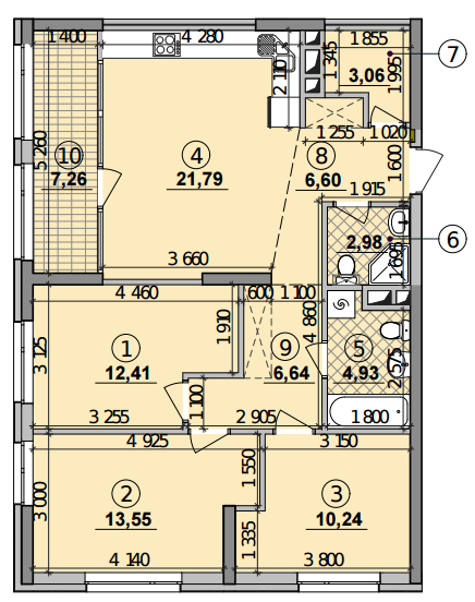 3-кімнатна 89.46 м² в ЖК Seven від 19 850 грн/м², Київ