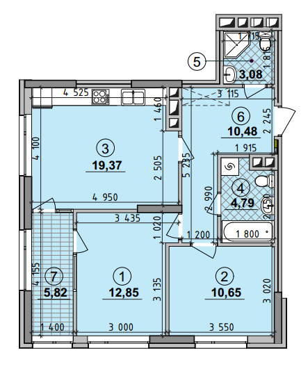 2-кімнатна 67.04 м² в ЖК Seven від 21 200 грн/м², Київ