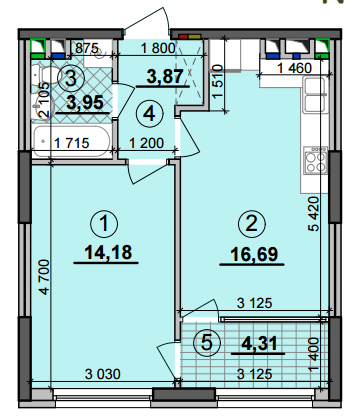 1-кімнатна 43 м² в ЖК Seven від 28 500 грн/м², Київ