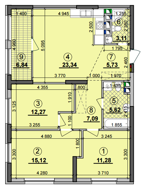 3-комнатная 90.4 м² в ЖК Seven от 28 750 грн/м², Киев