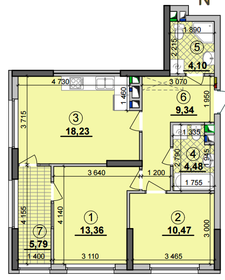 2-кімнатна 65.77 м² в ЖК Seven від 21 200 грн/м², Київ