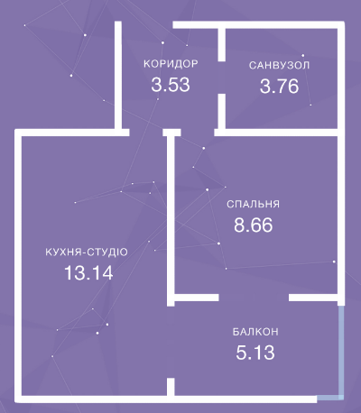 1-комнатная 35.44 м² в ЖК Rococo viol от 20 550 грн/м², г. Ирпень