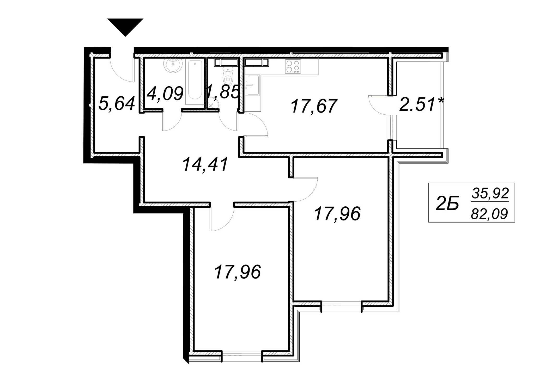 2-кімнатна 82.09 м² в ЖК Ярославичі-2 від 13 750 грн/м², м. Вишгород
