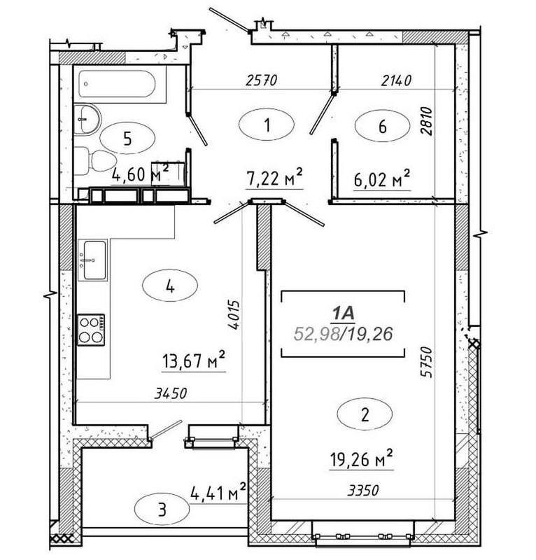 1-кімнатна 52.98 м² в ЖК Ярославичі-2 від 15 500 грн/м², м. Вишгород