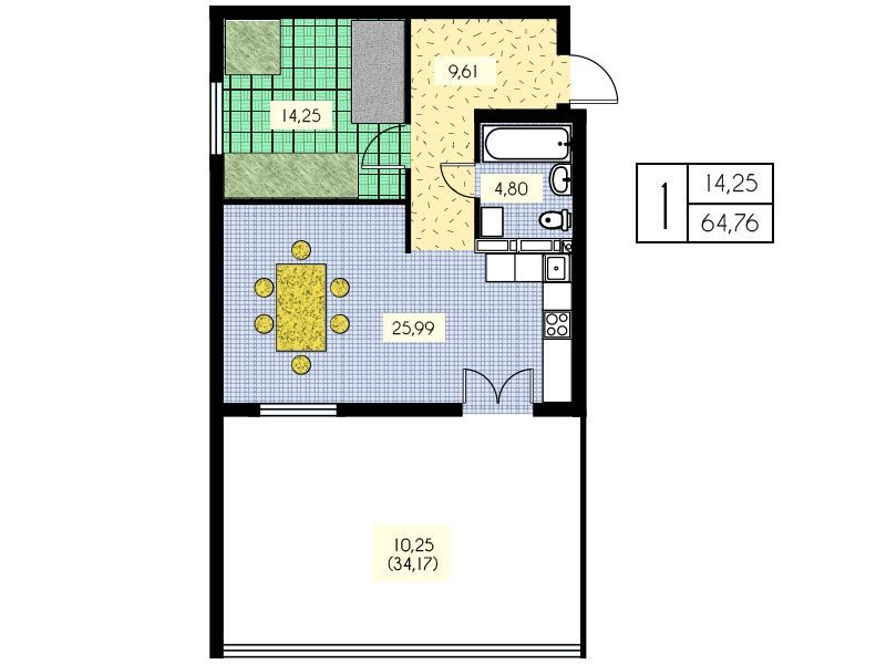 1-кімнатна 64.76 м² в ЖК Набережний від 16 000 грн/м², м. Вишгород