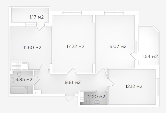 3-комнатная 74.58 м² в ЖК Банковский 2 от 17 800 грн/м², г. Борисполь