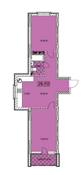 2-кімнатна 57.8 м² в ЖК Совські ставки від забудовника, Київ