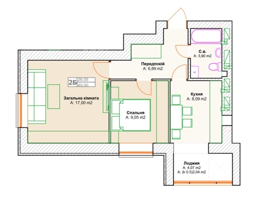 2-кімнатна 49 м² в ЖК Фортуна-2 від 15 400 грн/м², м. Ірпінь