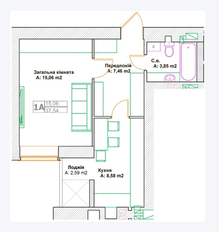 1-комнатная 37.54 м² в ЖК Фортуна-2 от 27 400 грн/м², г. Ирпень