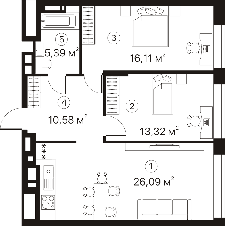 2-комнатная 71.49 м² в ЖК Terracotta от 32 864 грн/м², Киев