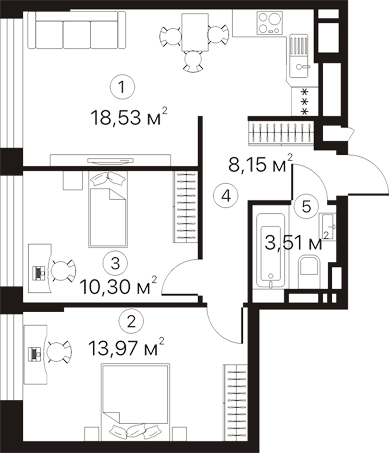 2-комнатная 54.46 м² в ЖК Terracotta от 16 450 грн/м², Киев