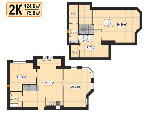 Двухуровневая 124.6 м² в ЖК 7'я от 14 250 грн/м², с. Счастливое