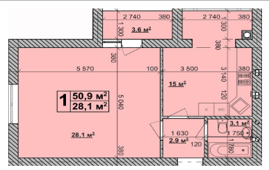 1-комнатная 50.9 м² в ЖК Спутник-Теремки от 18 000 грн/м², с. Гатное