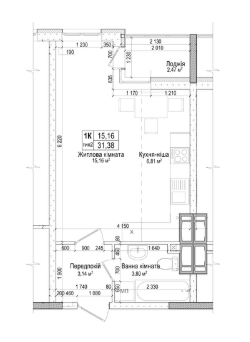 1-комнатная 31.38 м² в ЖК Атлант на Киевской от 20 000 грн/м², г. Бровары