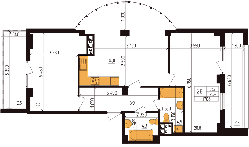 2-кімнатна 93.2 м² в ЖК Henesi House від 23 000 грн/м², Київ