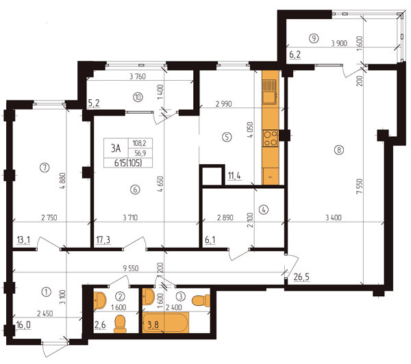 3-кімнатна 108.2 м² в ЖК Henesi House від 25 150 грн/м², Київ