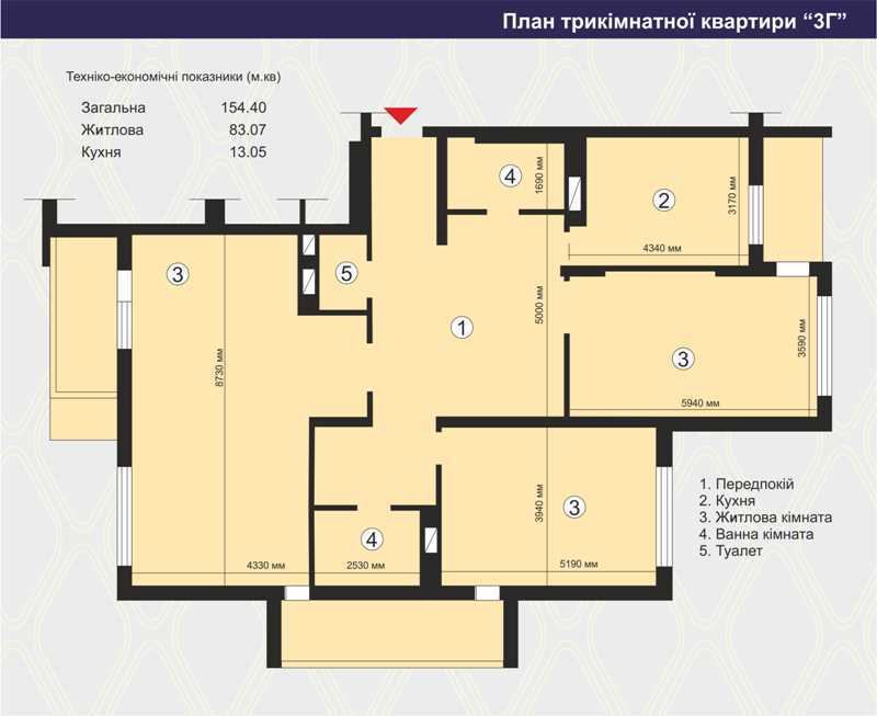 3-комнатная 154.4 м² в ЖК Вишневый квартал от застройщика, г. Вишневое