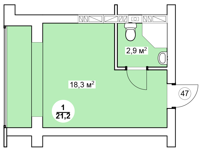 Смарт 21.2 м² в ЖК Новая Дания от 12 800 грн/м², с. Софиевская Борщаговка